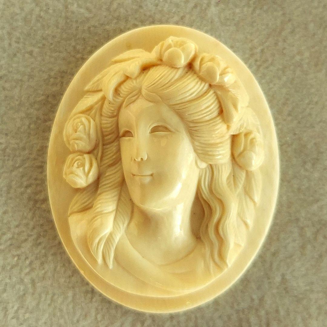 薔薇と女性　シェル　カメオ　ルース