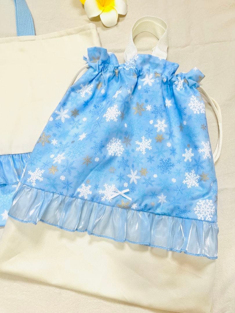 入園入学　5点セット　雪の結晶　アイボリー✖️ブルー