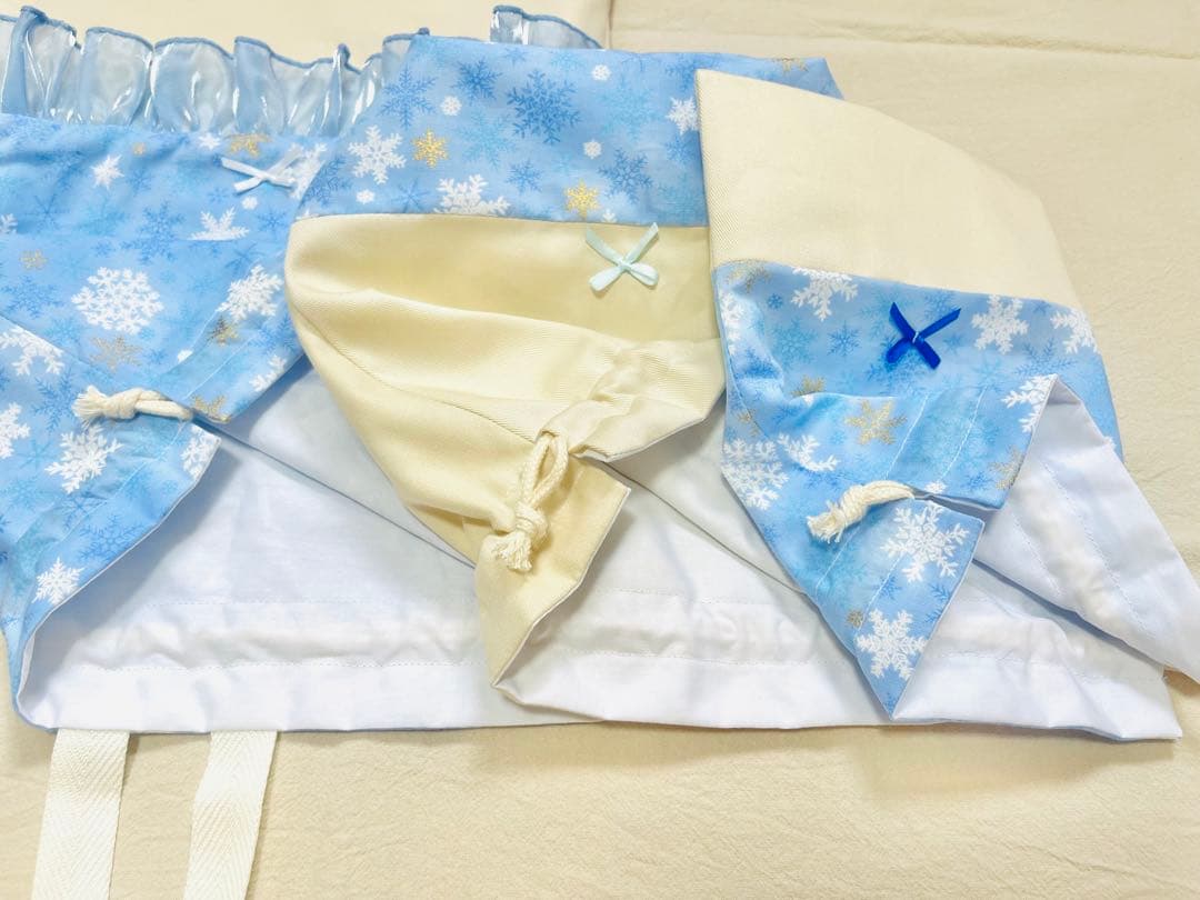 入園入学　5点セット　雪の結晶　アイボリー✖️ブルー