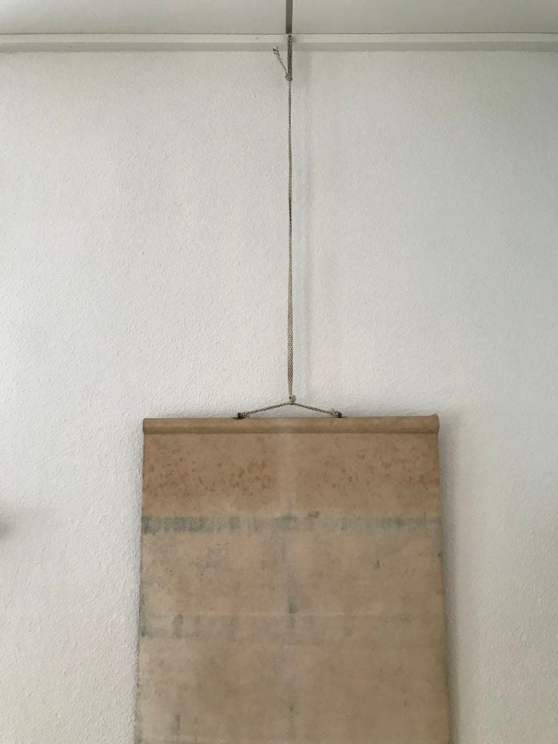 骨董品 美術品 昭和 時代 軸 掛け軸 髑髏 ドクロ 野晒し髑髏 模写 在銘 書