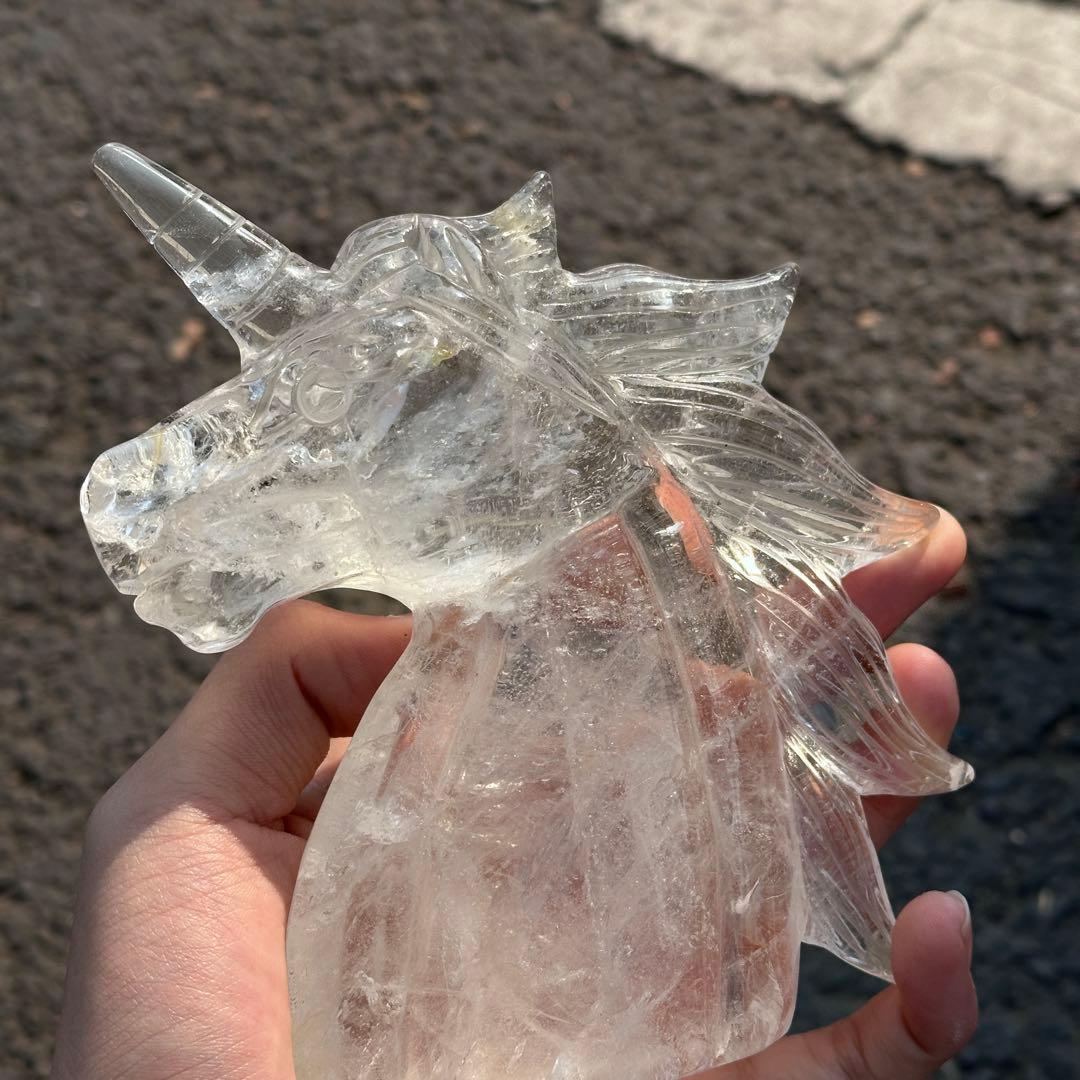 天然石水晶のユニコーン　置物ご購入前に在庫確認必要G.216