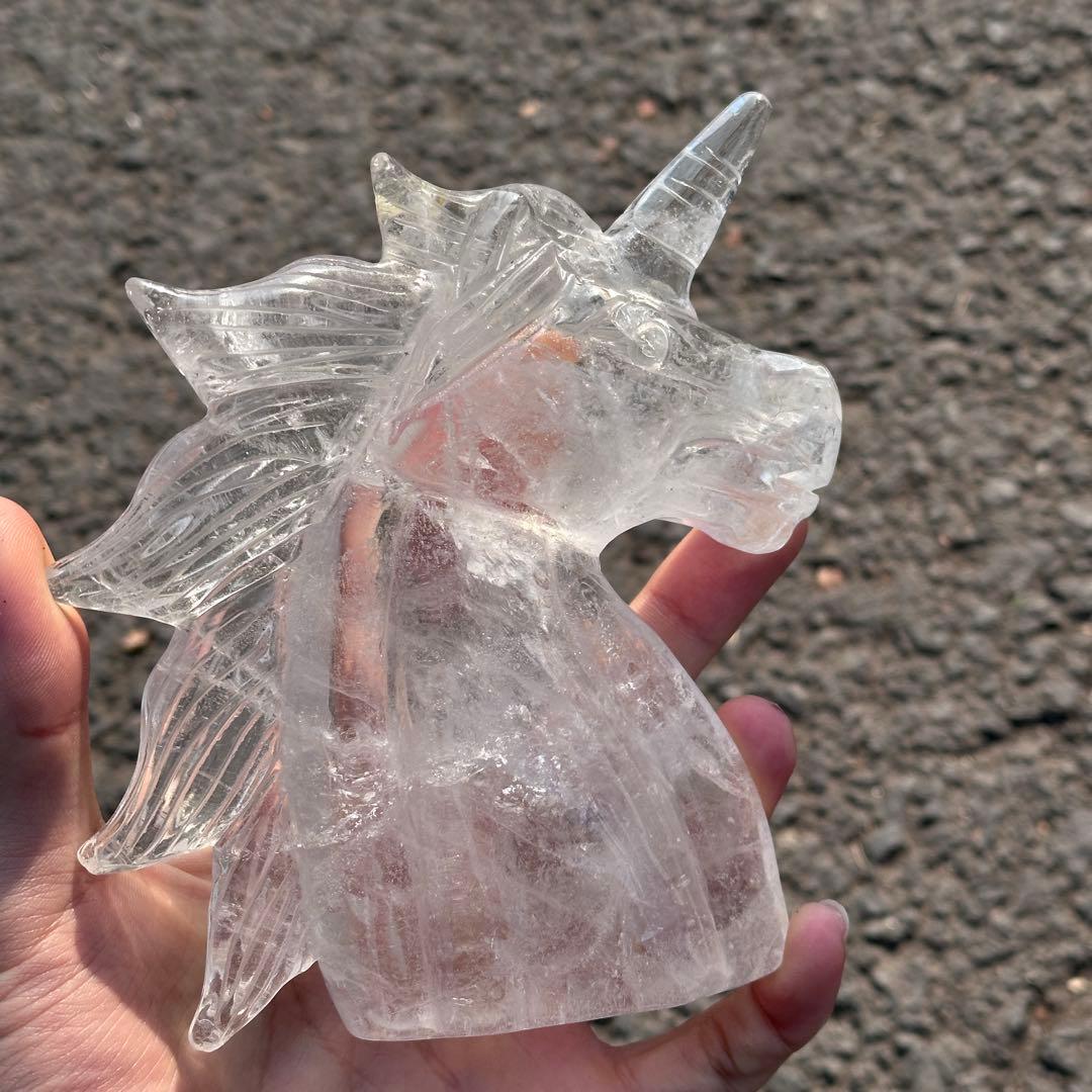 天然石水晶のユニコーン　置物ご購入前に在庫確認必要G.216