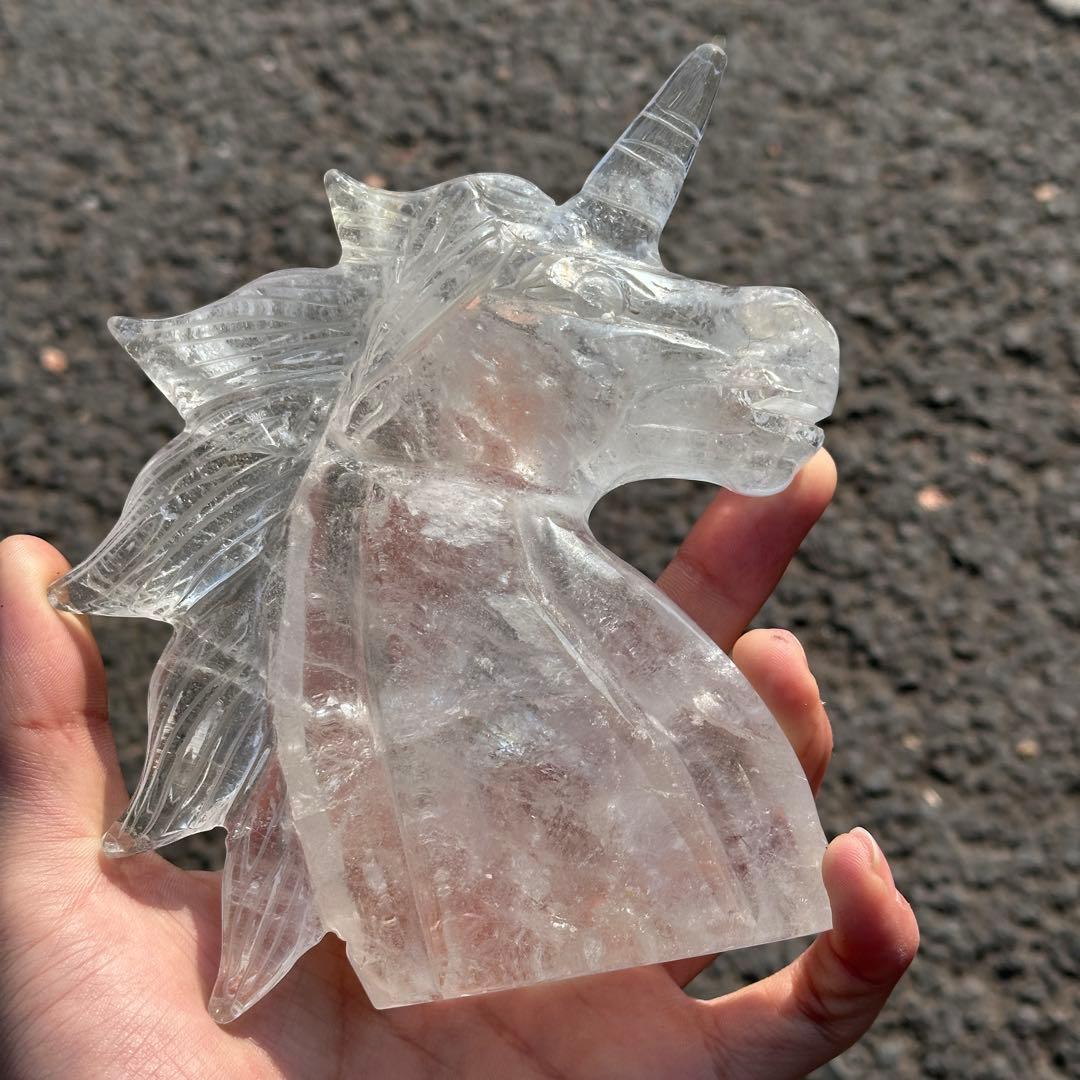 天然石水晶のユニコーン　置物ご購入前に在庫確認必要G.216