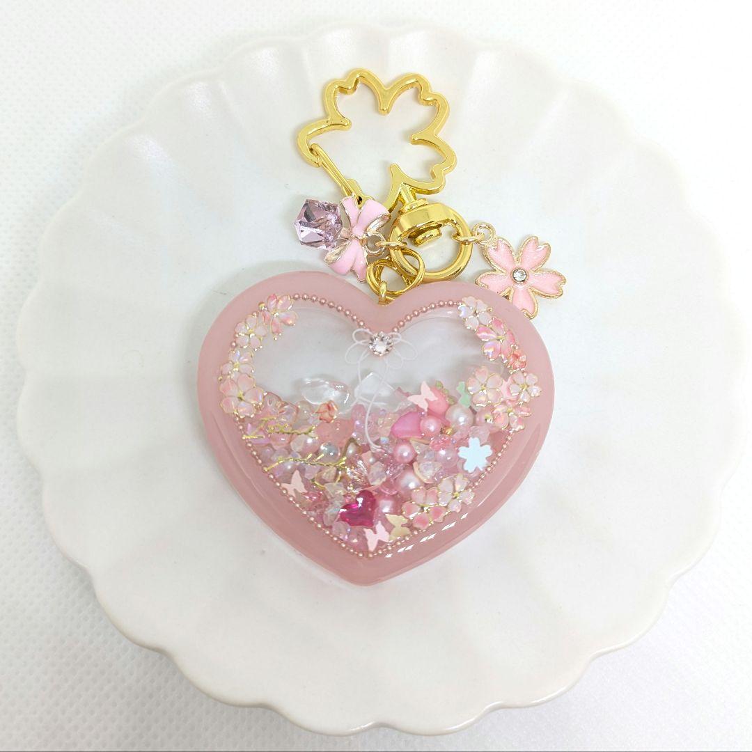 シャカシャカキーホルダー シャカシャカシェイカー ハート ピンク 桜 ①