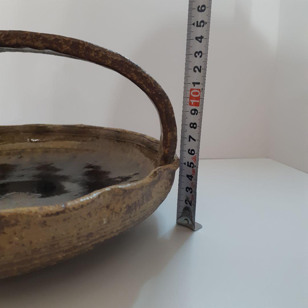 茶道具　竹田焼　呂人窯　菓子器　菓子皿　陶器　持ち手付　取手付