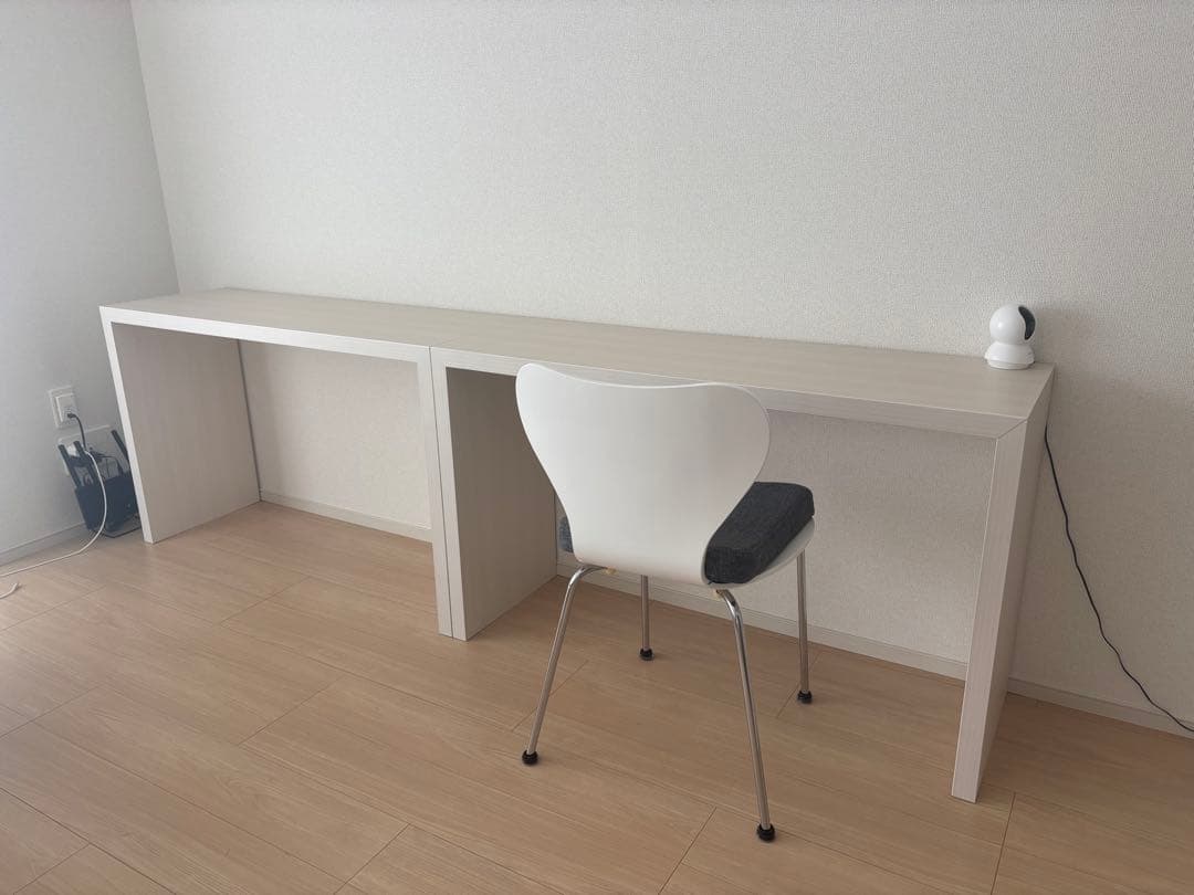 アーネインテリア　コの字　デスク　机　テーブル　ホワイト　2個セット