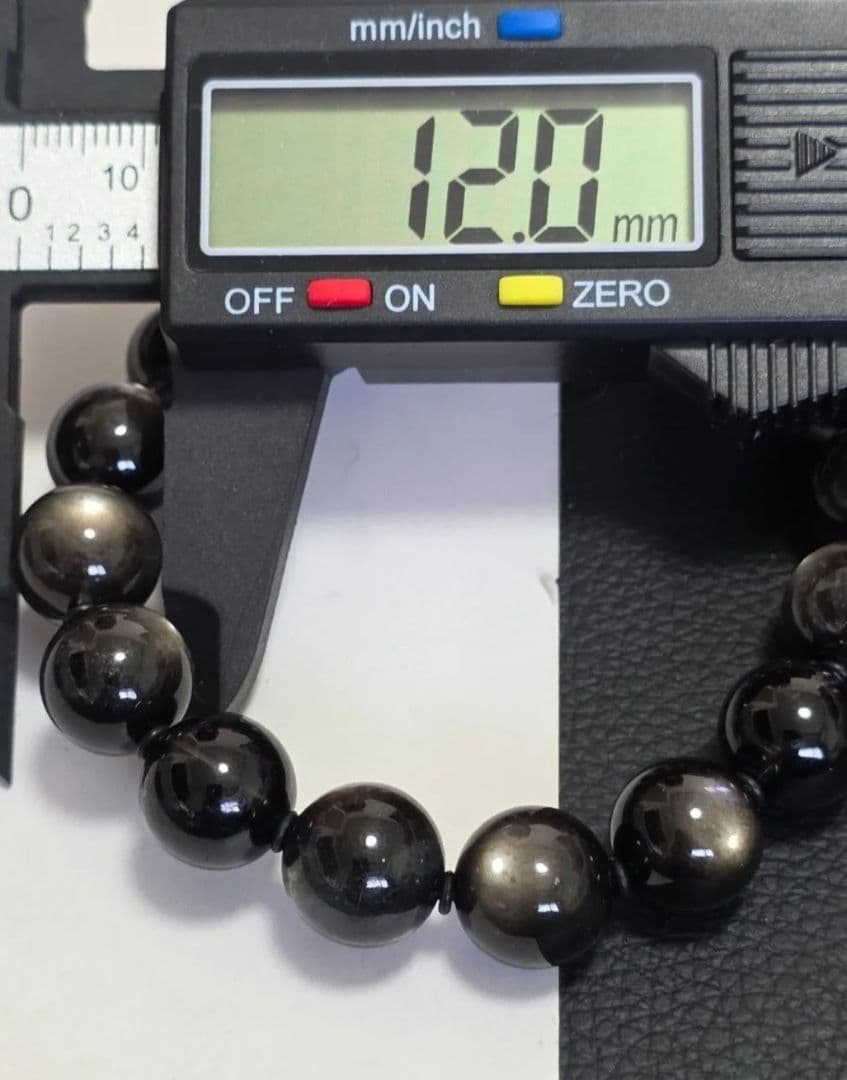 希少石　12㎜　ブラックスターアクアマリンブレスレット