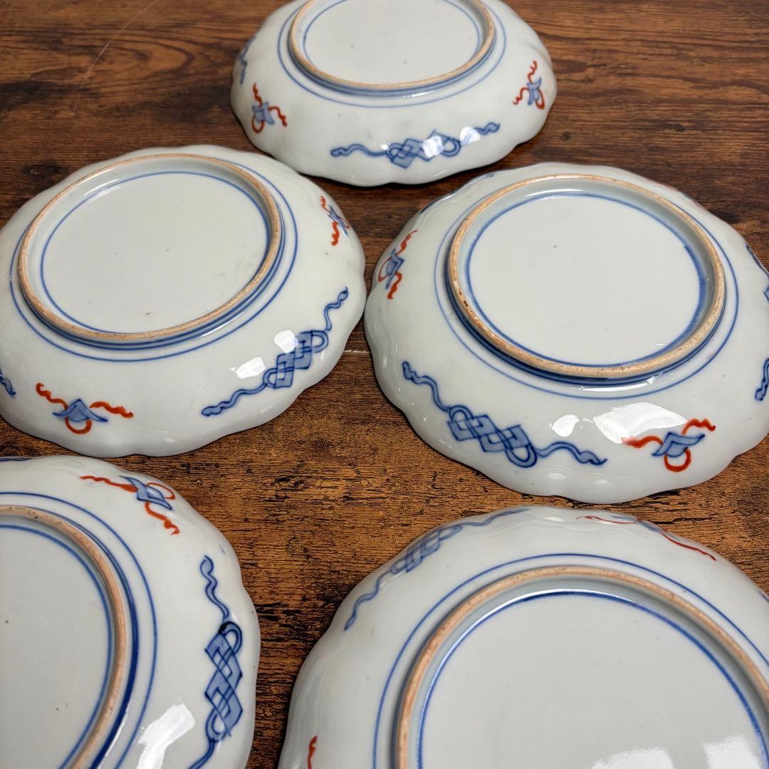 古伊万里　赤絵金彩鳥図六寸皿五客 中皿/銘々皿/アンティーク/お皿時代 070