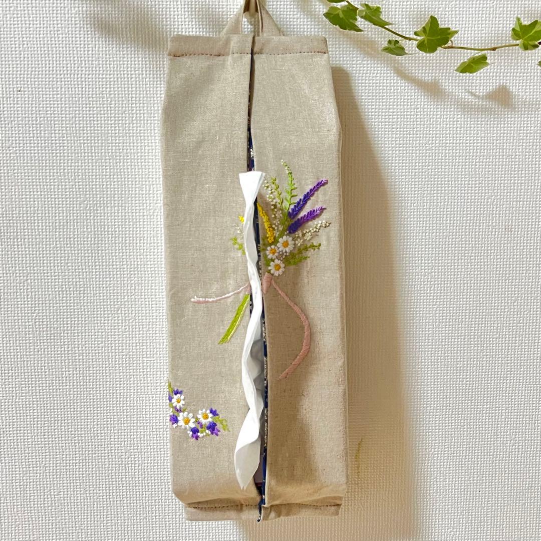 刺繍　ティッシュカバー　ボックスティッシュ　オーダーメイド