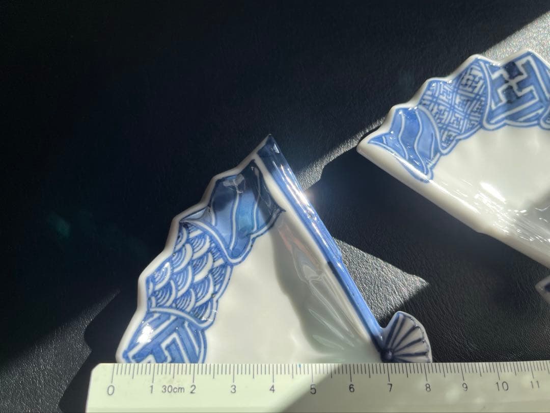 京焼　清水焼　平安壹楽　山本壹楽　扇形皿　小皿　３点