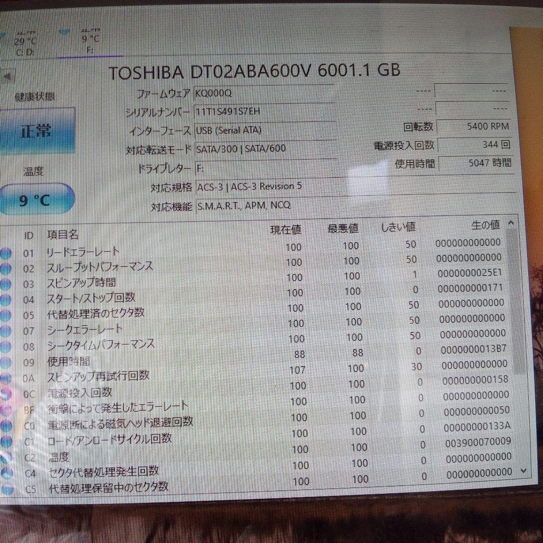 【開封済、中古品】外付ハードディスク 6TB