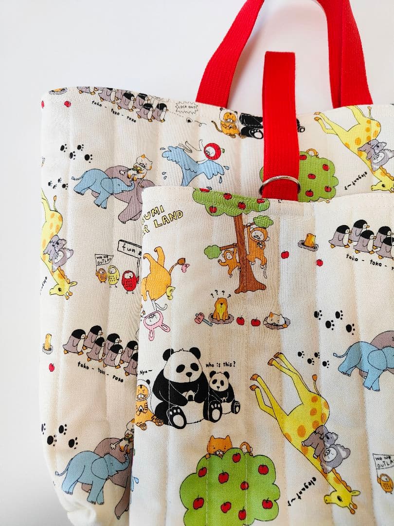 ハンドメイド 入園入学7点セット 楽しい動物園　(アニマル柄)