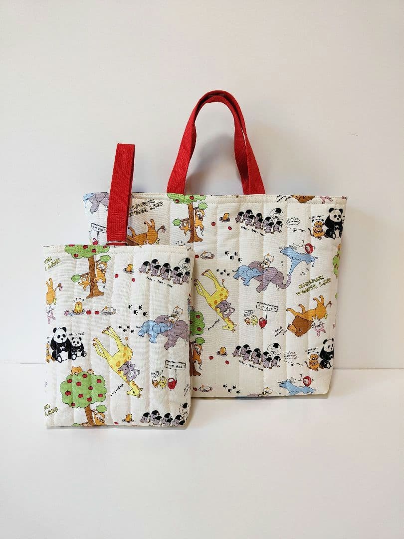 ハンドメイド 入園入学7点セット 楽しい動物園　(アニマル柄)