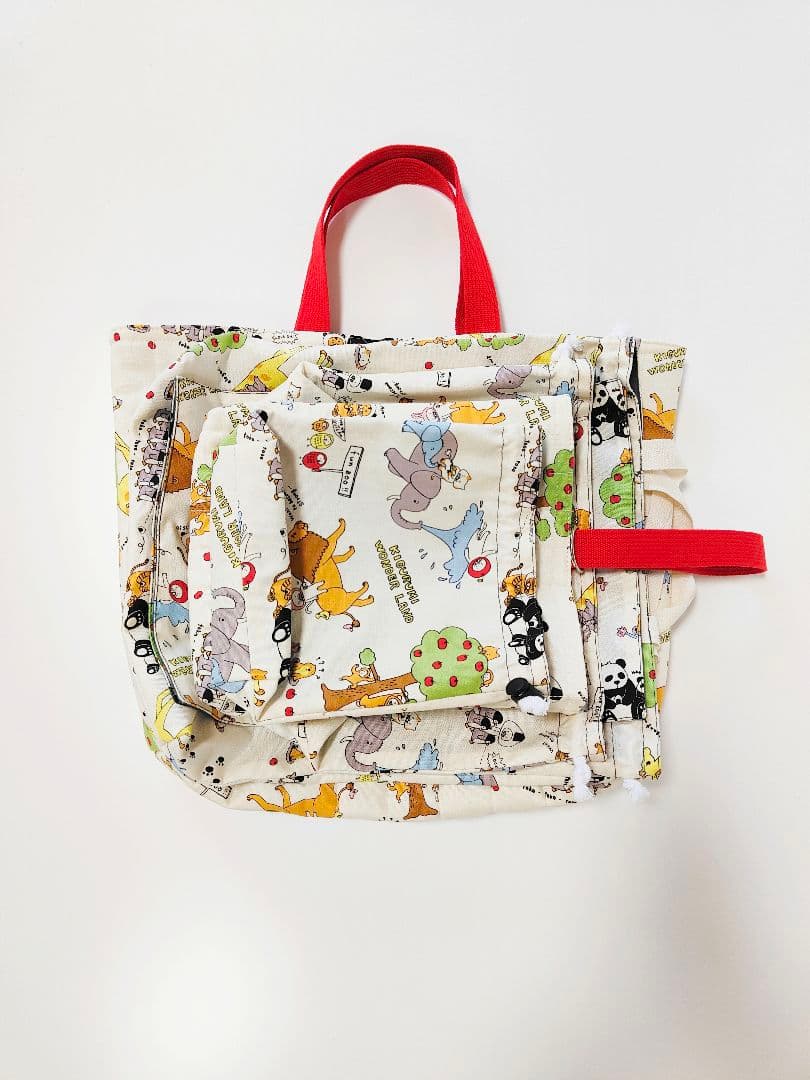 ハンドメイド 入園入学7点セット 楽しい動物園　(アニマル柄)