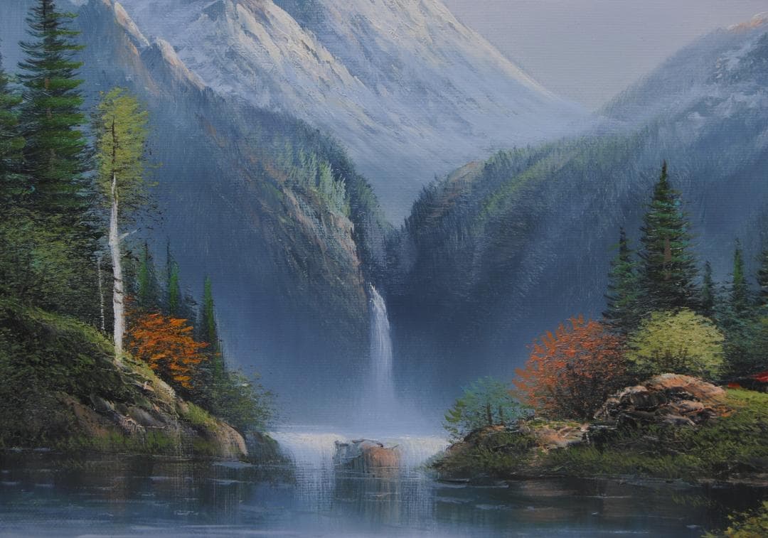 中村勝之「光さす谷」 絵画 油絵 油彩画 風景画 Ｆ４