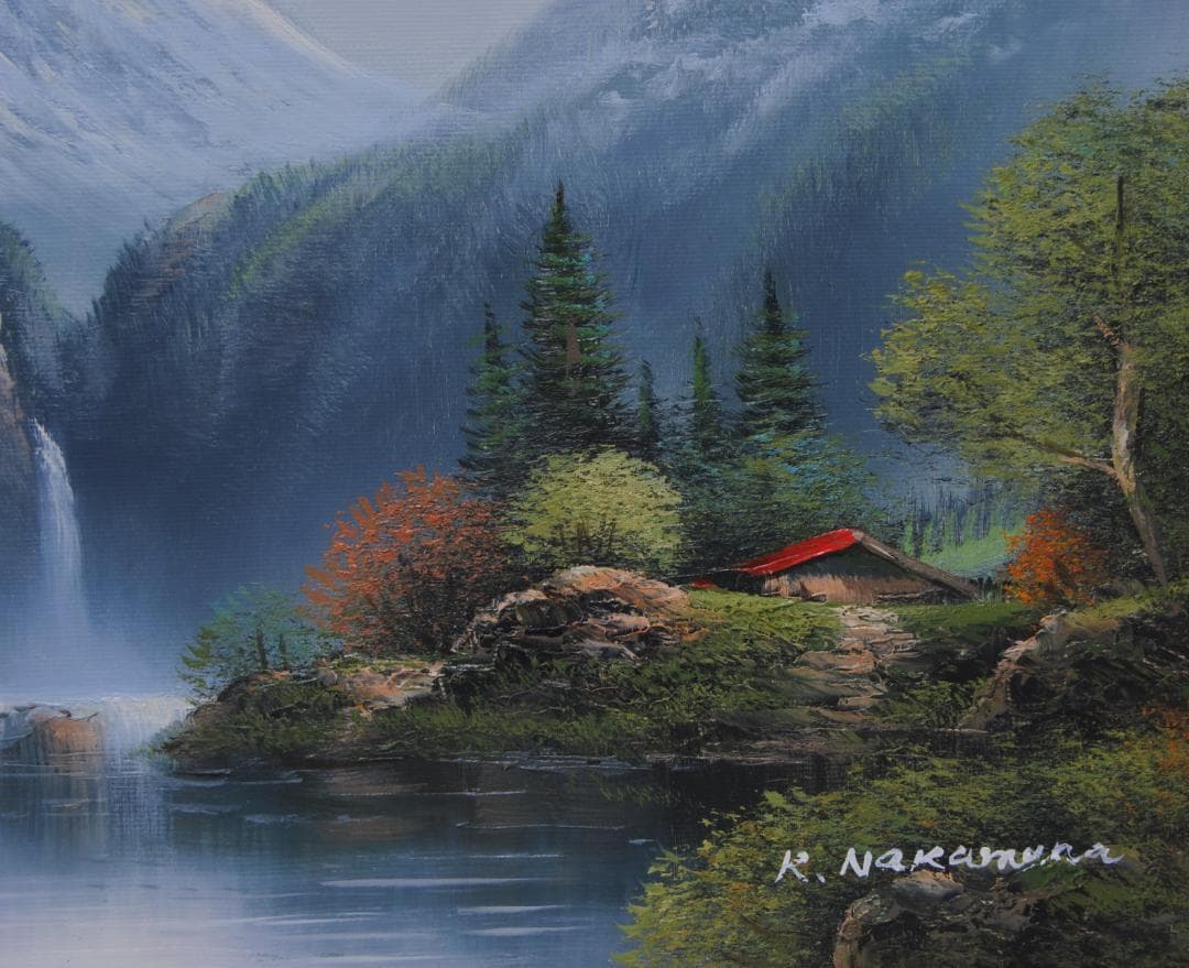 中村勝之「光さす谷」 絵画 油絵 油彩画 風景画 Ｆ４