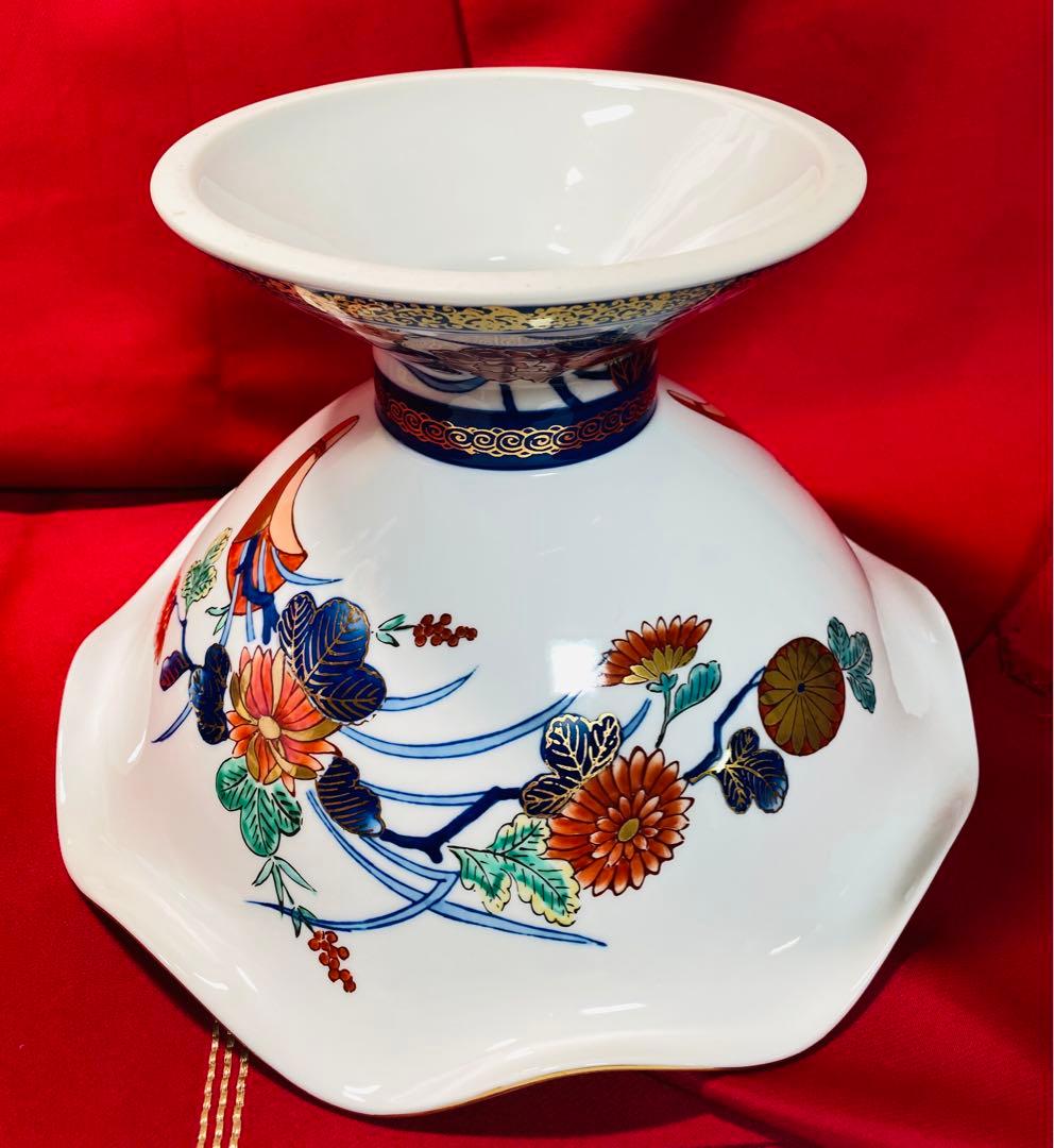 有田焼　豪華　緒方松右衛門　金襴手大鉢　古伊万里　高台　盛鉢　菓子鉢　コンポート