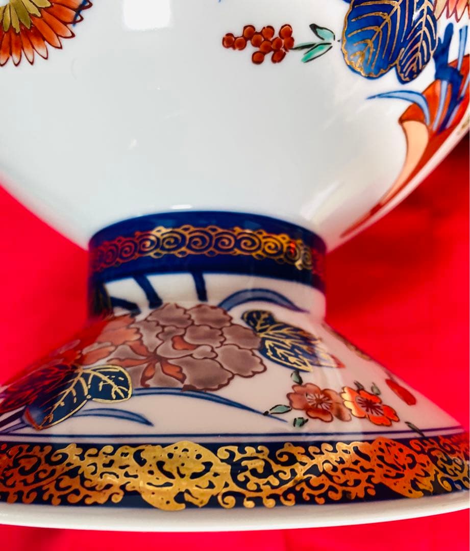 有田焼　豪華　緒方松右衛門　金襴手大鉢　古伊万里　高台　盛鉢　菓子鉢　コンポート