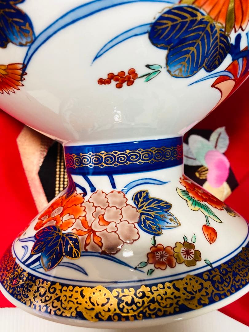 有田焼　豪華　緒方松右衛門　金襴手大鉢　古伊万里　高台　盛鉢　菓子鉢　コンポート