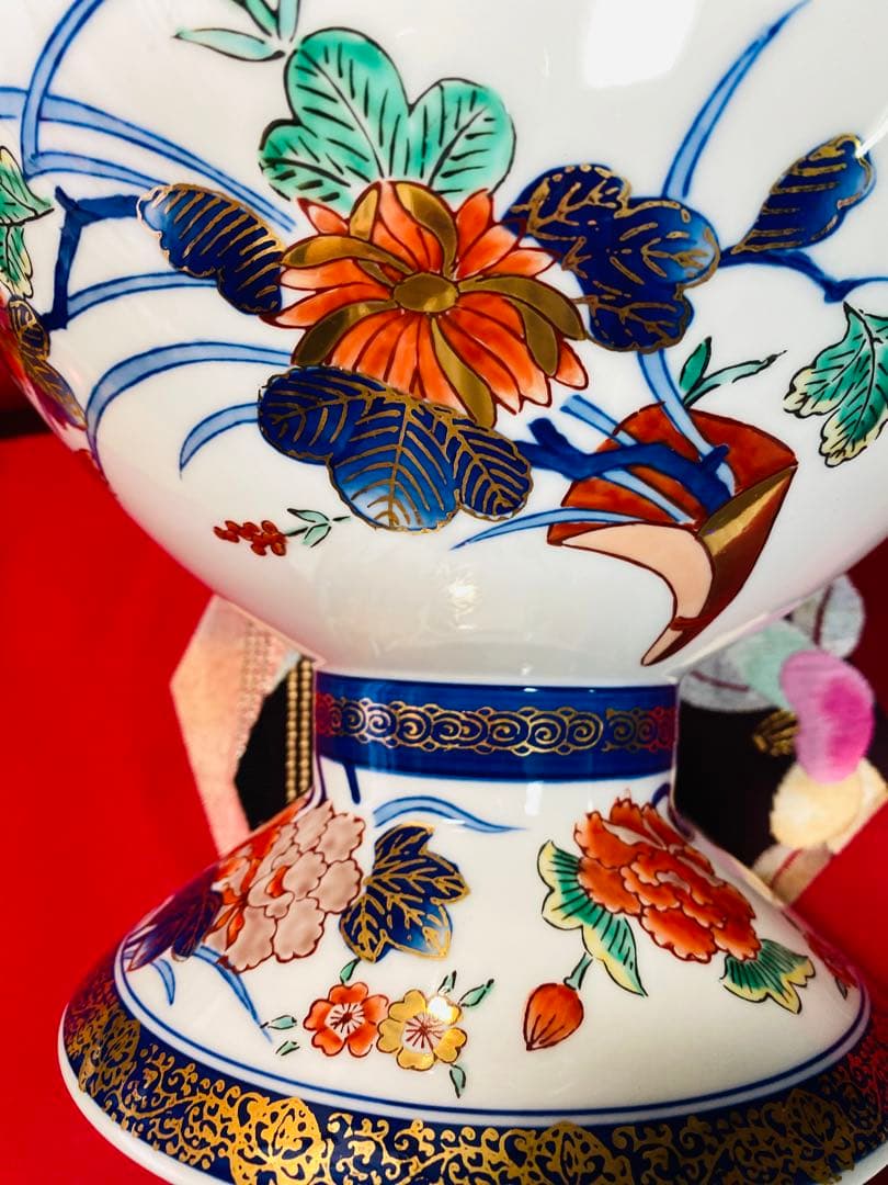 有田焼　豪華　緒方松右衛門　金襴手大鉢　古伊万里　高台　盛鉢　菓子鉢　コンポート
