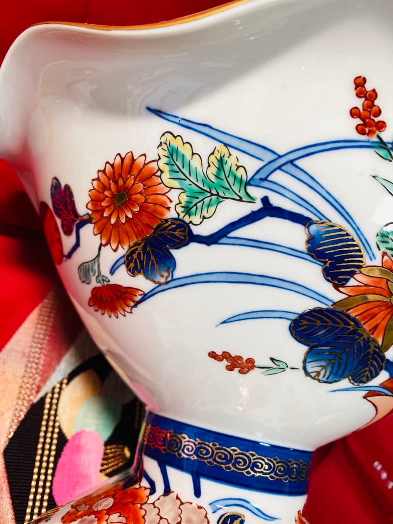 有田焼　豪華　緒方松右衛門　金襴手大鉢　古伊万里　高台　盛鉢　菓子鉢　コンポート