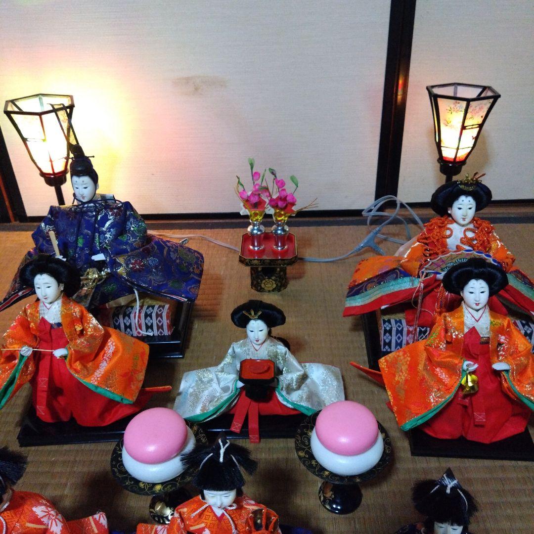 雛人形　新十番親王15人飾り　　木目込人形＋飾り一式 　昭和
