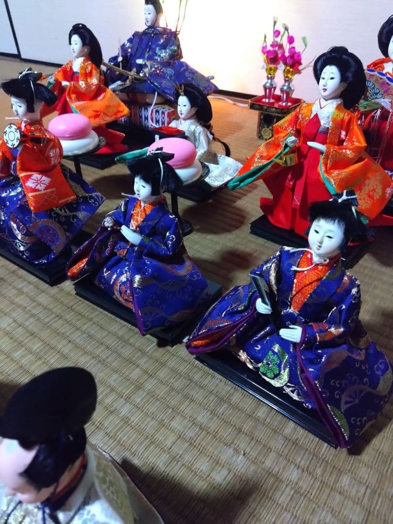 雛人形　新十番親王15人飾り　　木目込人形＋飾り一式 　昭和