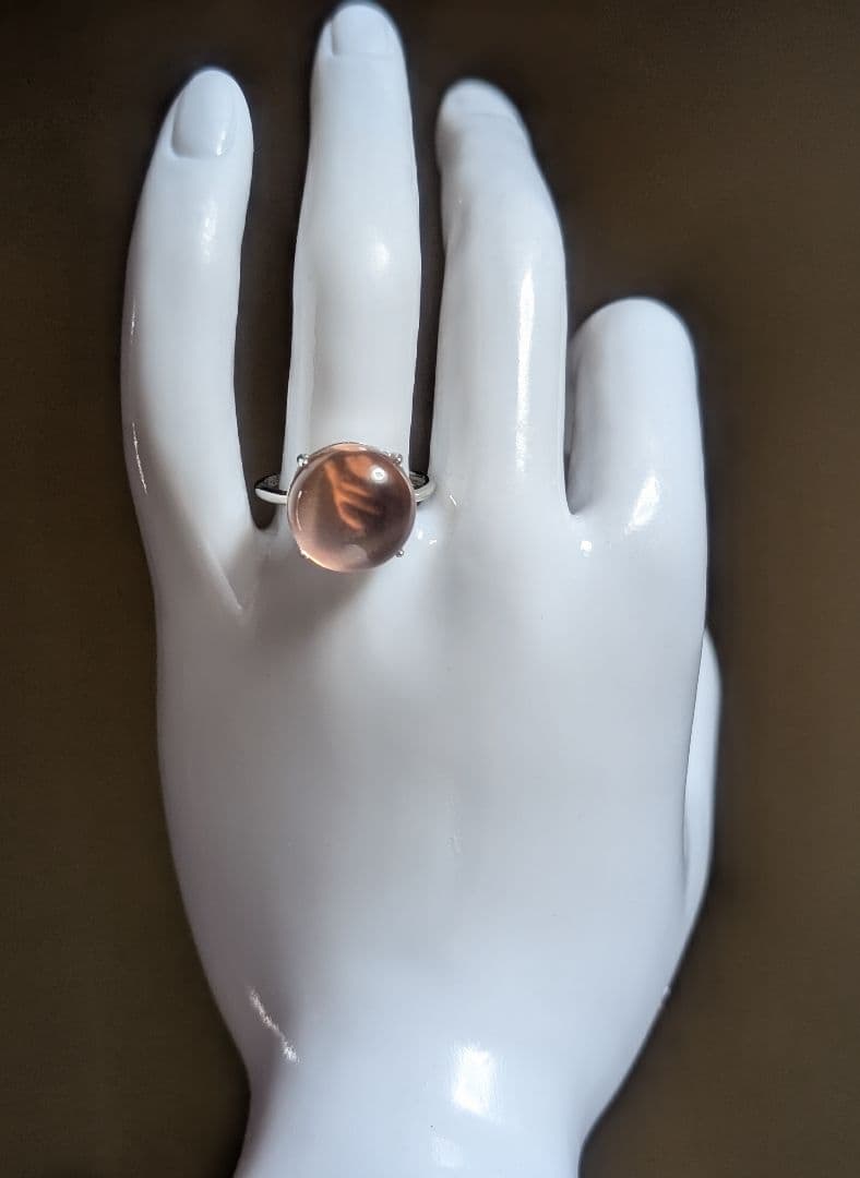 高品質大粒神秘的潤艶スターローズクォーツリング1点物