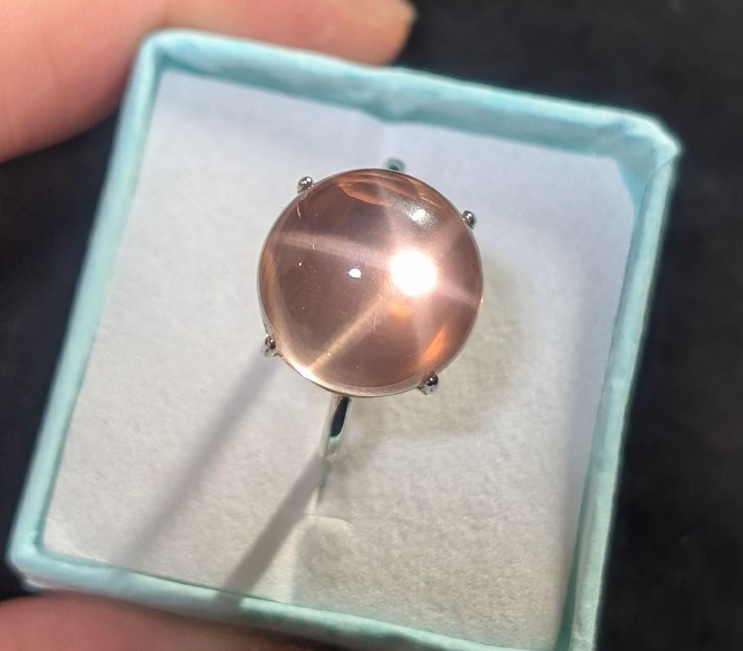 高品質大粒神秘的潤艶スターローズクォーツリング1点物