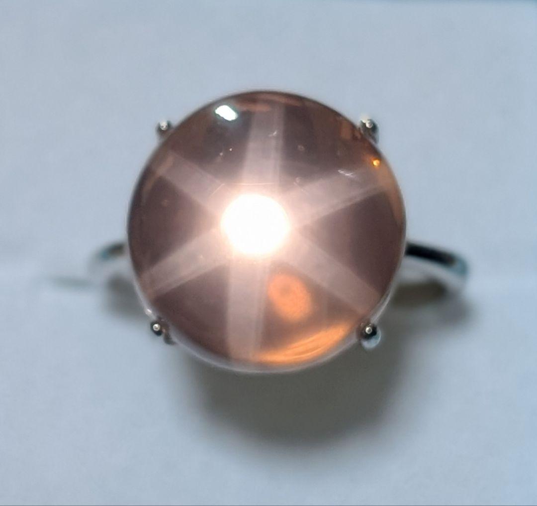 高品質大粒神秘的潤艶スターローズクォーツリング1点物