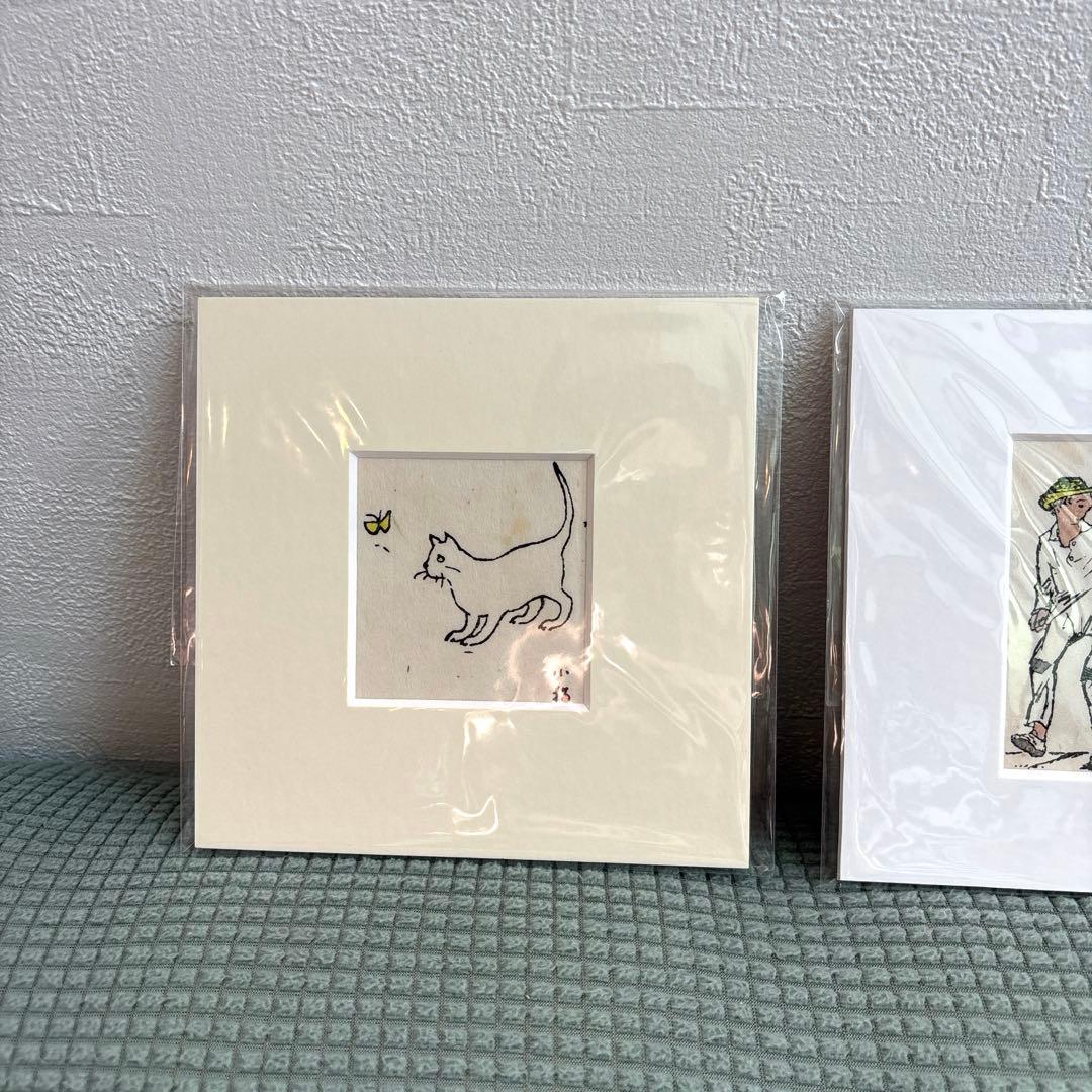 竹久夢二　木版画　猫　CAT