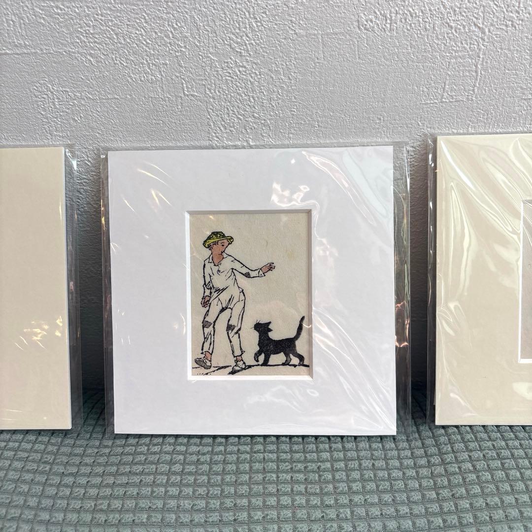 竹久夢二　木版画　猫　CAT