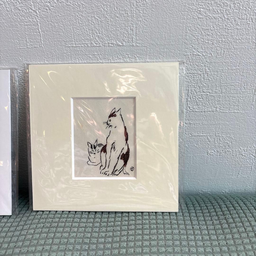 竹久夢二　木版画　猫　CAT