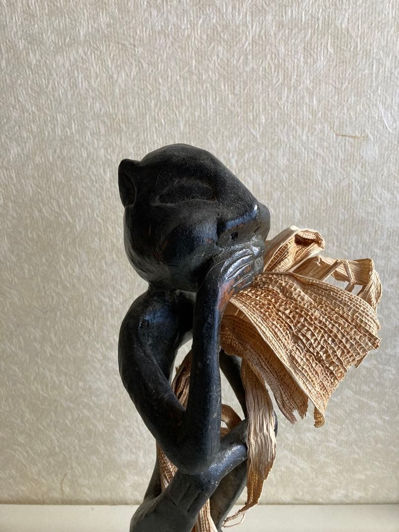 【うさぎ工房 多加江セレクト】アフリカ木彫像 × 琉球和紙原料植物｜祈りの対話