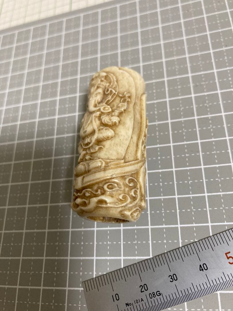 骨製　象神　彫刻　根付　置物
