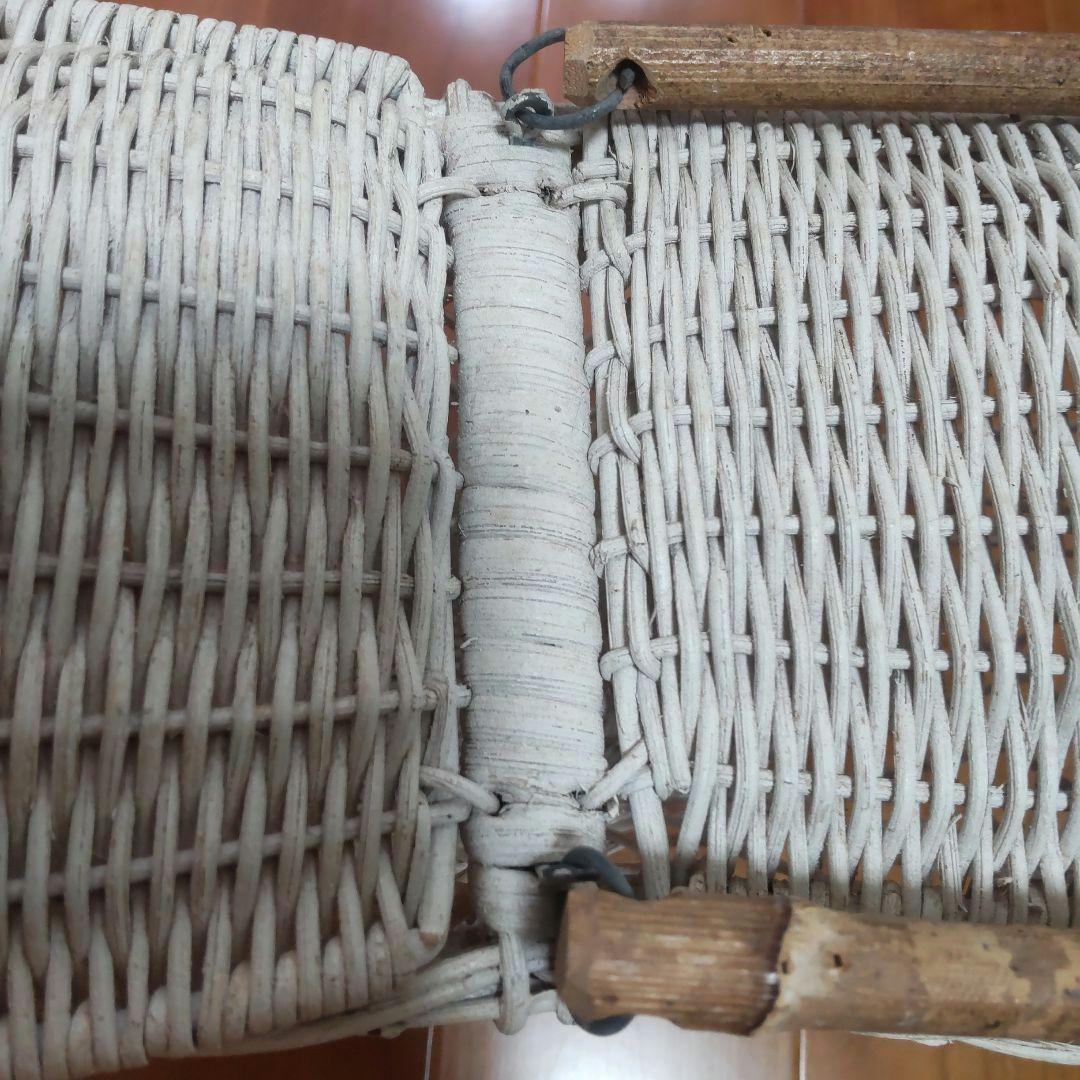 【16日迄価格】フランス　アンティーク　 籐製バスケット 　パニエ　蚤の市