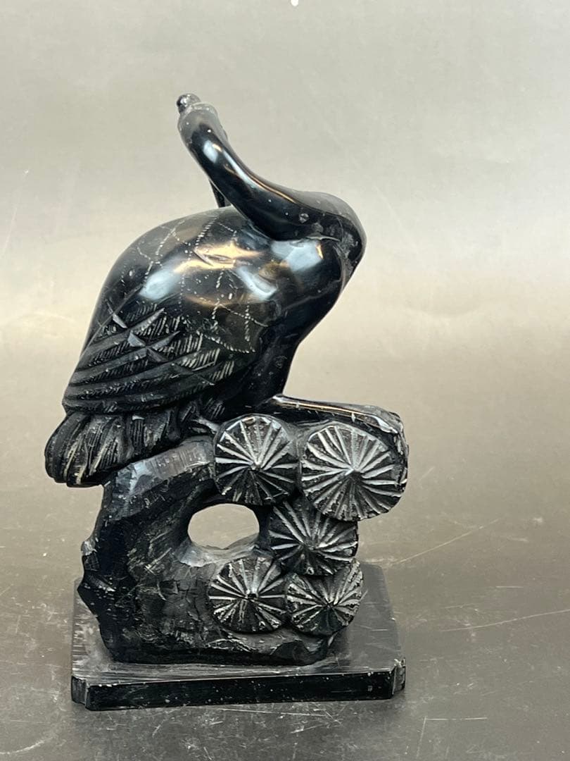 墨晶石亀、鶴一双 2セット　中国工艺品　送料込み