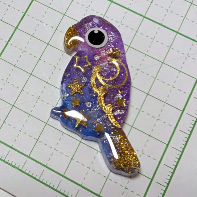インコ　レジンヘアゴム　きらめき月星