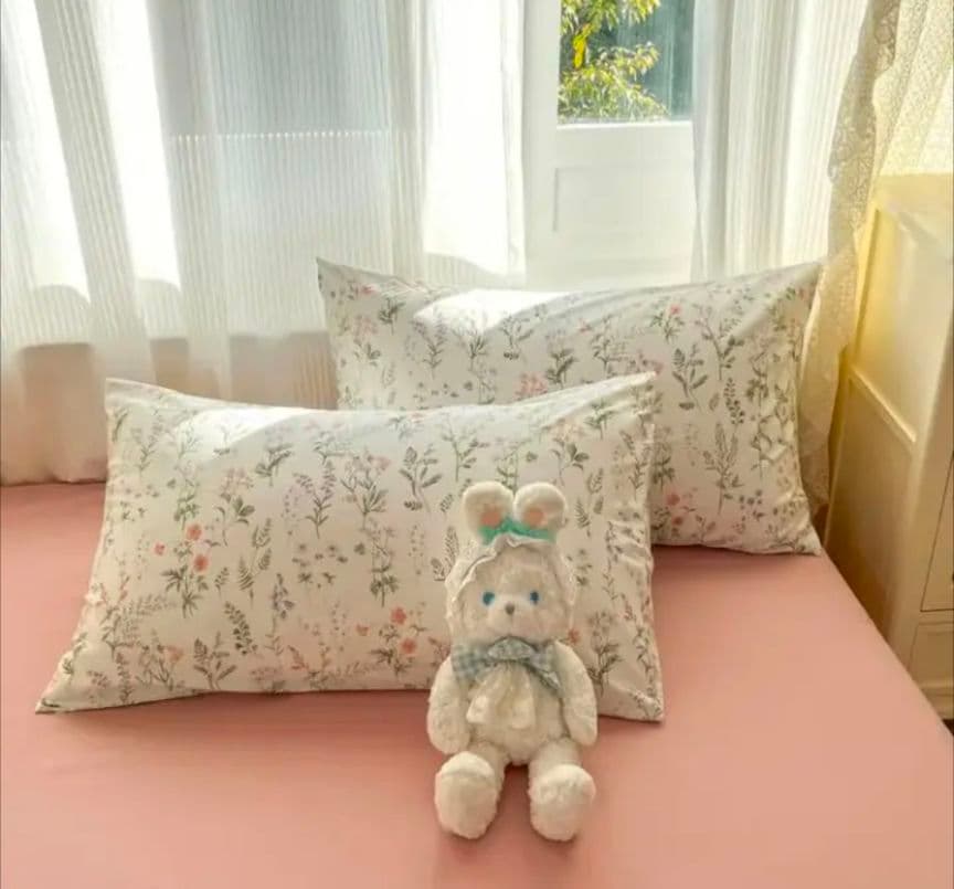 新品★プチフルール柄綿100%シングル野草小花いっぱいの掛け布団カバー枕カバー