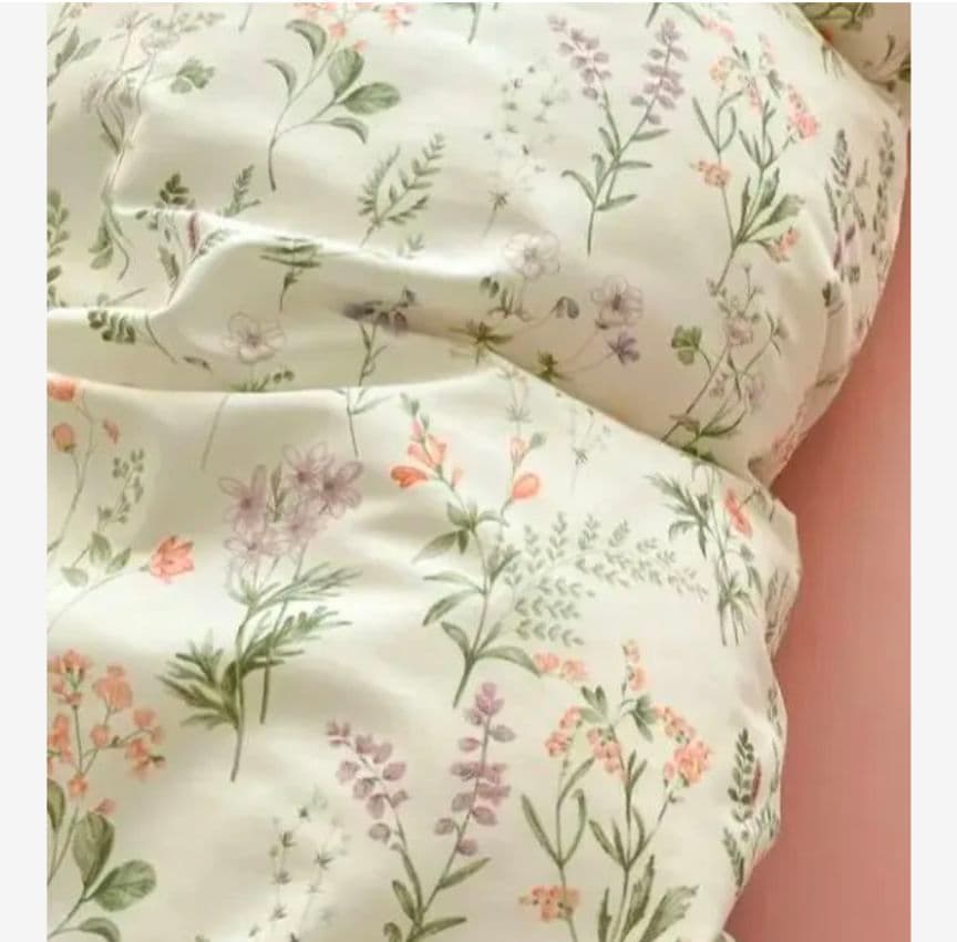 新品★プチフルール柄綿100%シングル野草小花いっぱいの掛け布団カバー枕カバー