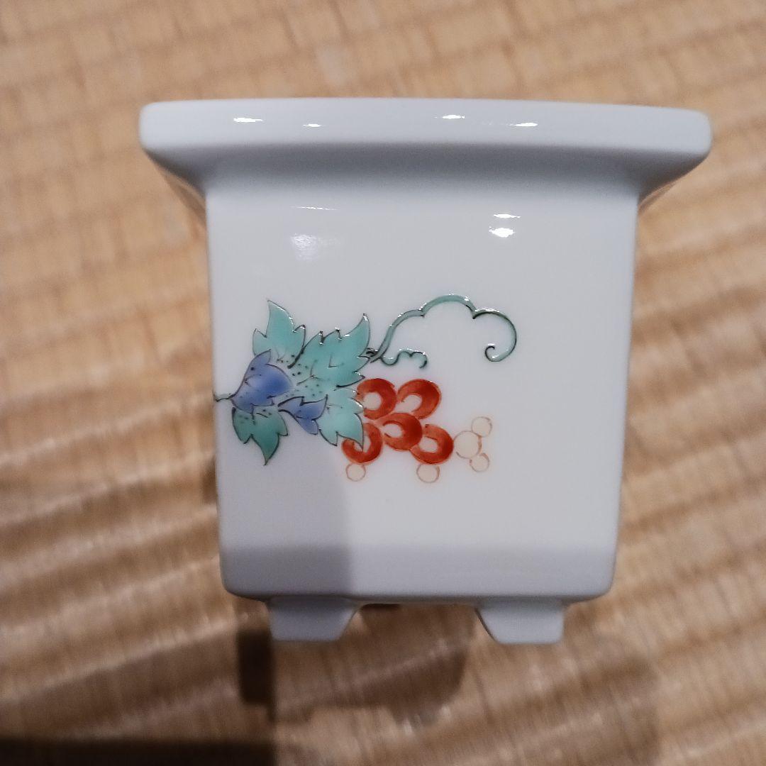 酒井田柿右衛門小品盆栽鉢錦葡萄とリス　伝統工芸品