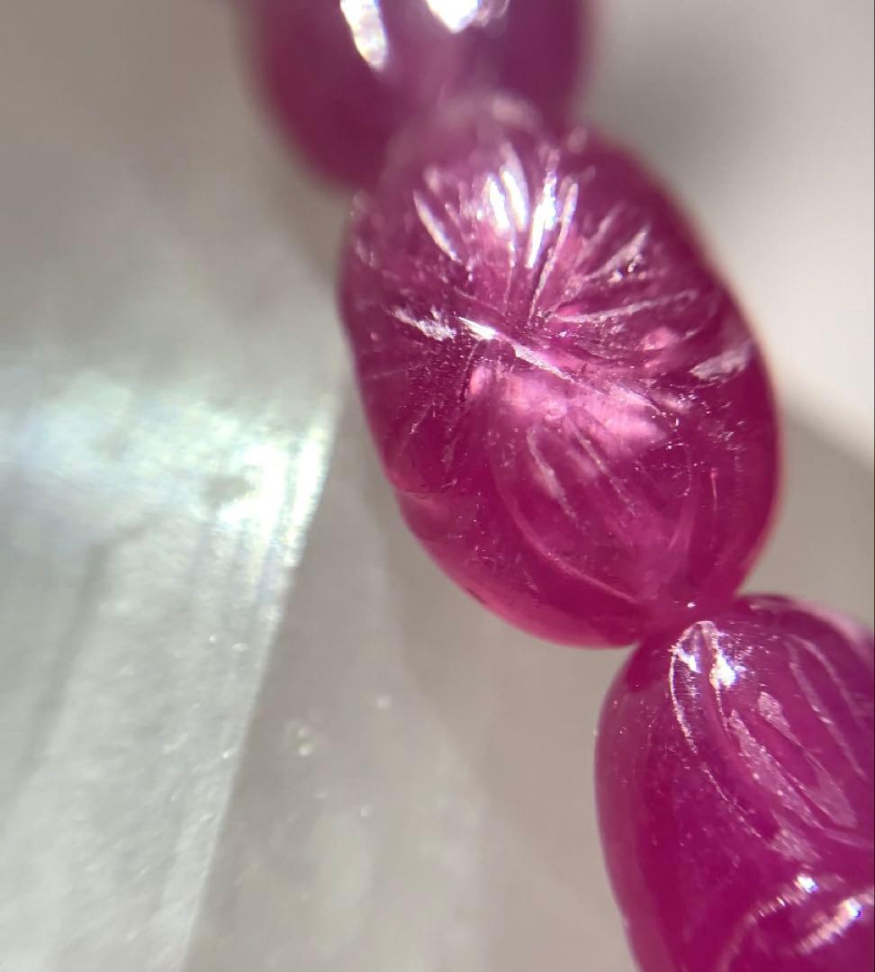 ⭐️宝石質⭐️ ルビー花彫物　リビアングラス　ブレスレット