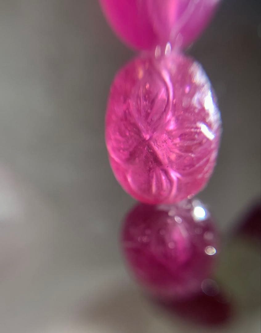 ⭐️宝石質⭐️ ルビー花彫物　リビアングラス　ブレスレット