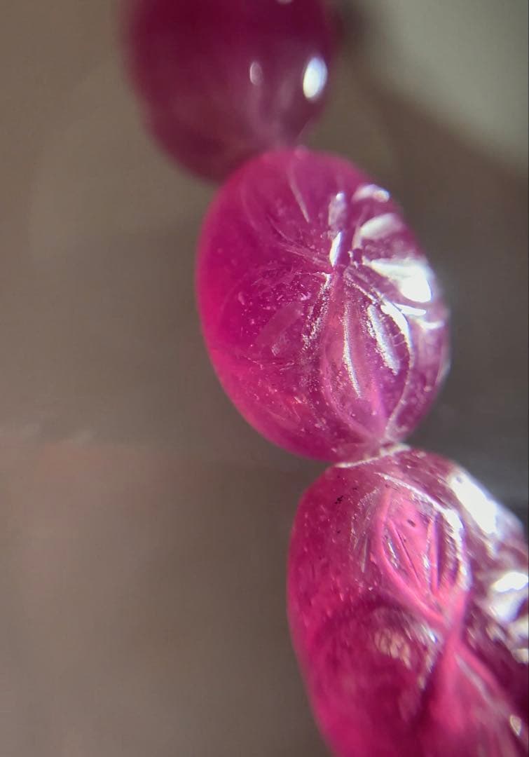 ⭐️宝石質⭐️ ルビー花彫物　リビアングラス　ブレスレット