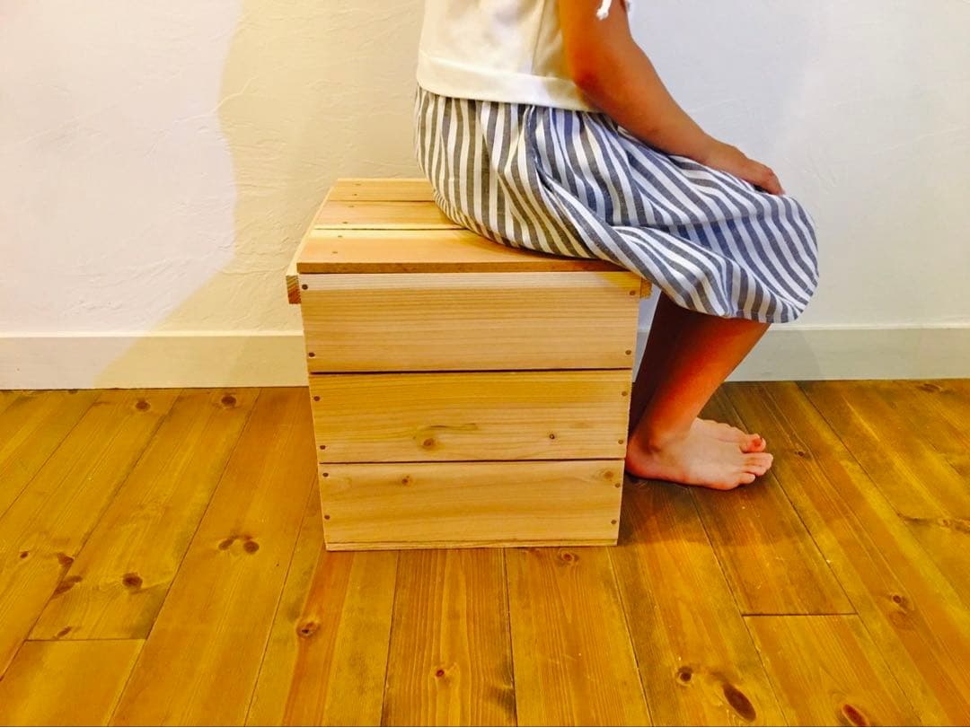 新品 「 蓋付 りんご箱 1箱」「蓋付 角箱 2箱 」/ 収納 木箱 木製 箱