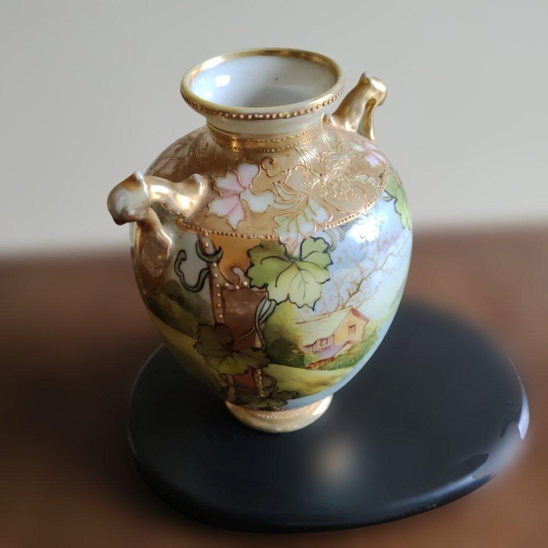 オールドノリタケマルキ印 花瓶 湖畔の風景