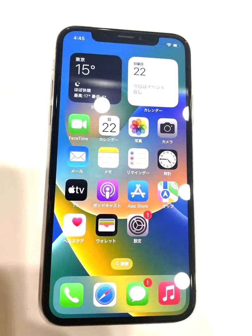iPhone X 64GB シルバー SIMフリー 顔認証OK 画面焼けあり