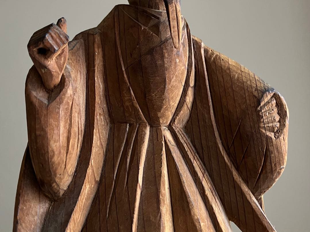 【古式民間信仰 祖師と神職 木彫像 約14㎝ 江戸後期〜明治頃】仏像郷土玩具骨董