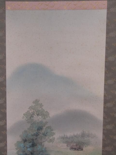掛け軸 日本画 『彩色山水』田中竣