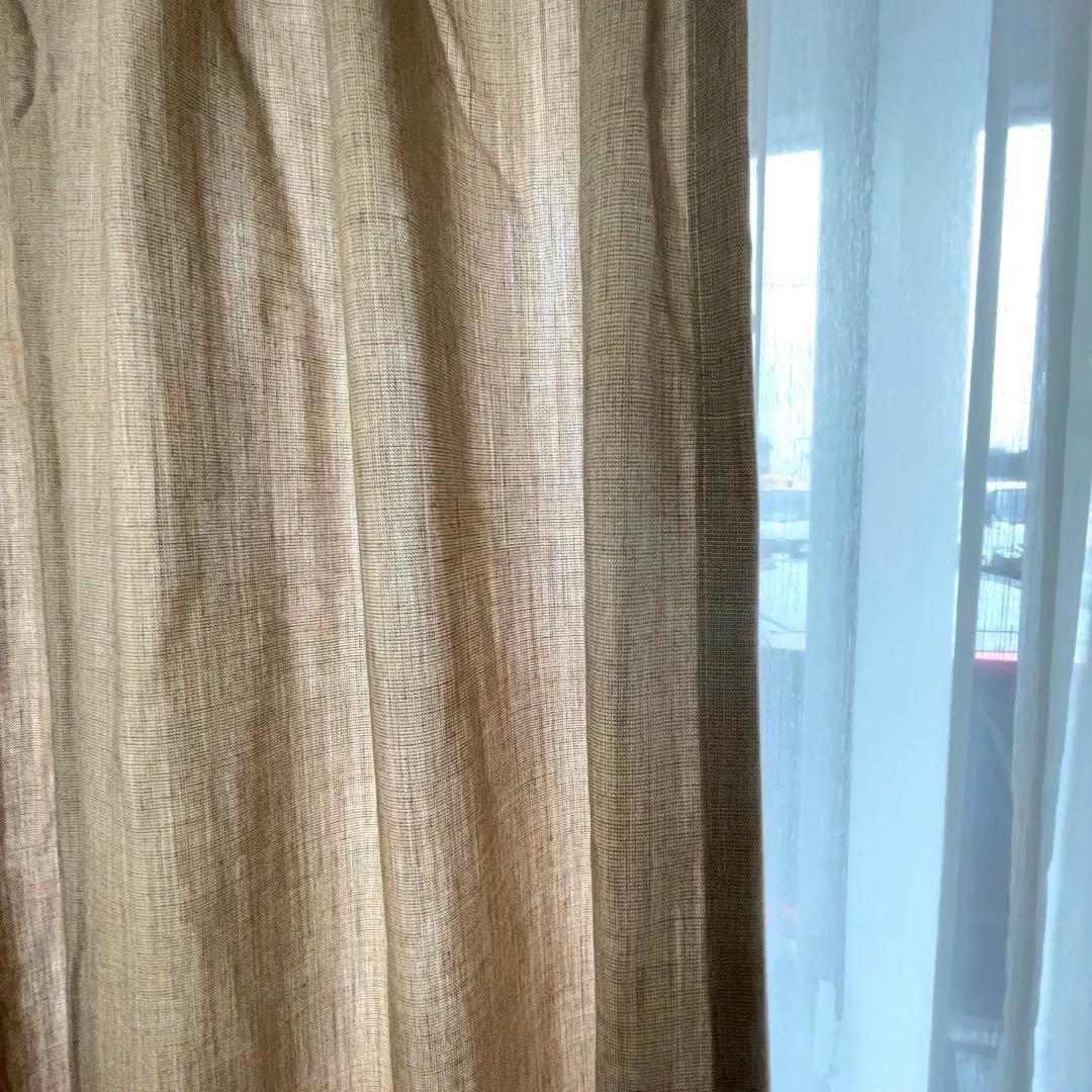 ベージュ　リネン風カーテン　Bサイズのみ